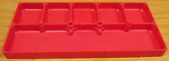 Red, 6 Compartment Tray