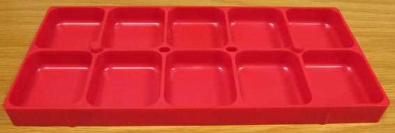Red, 10 Compartment Tray