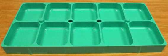 Green, 10 Compartment Tray