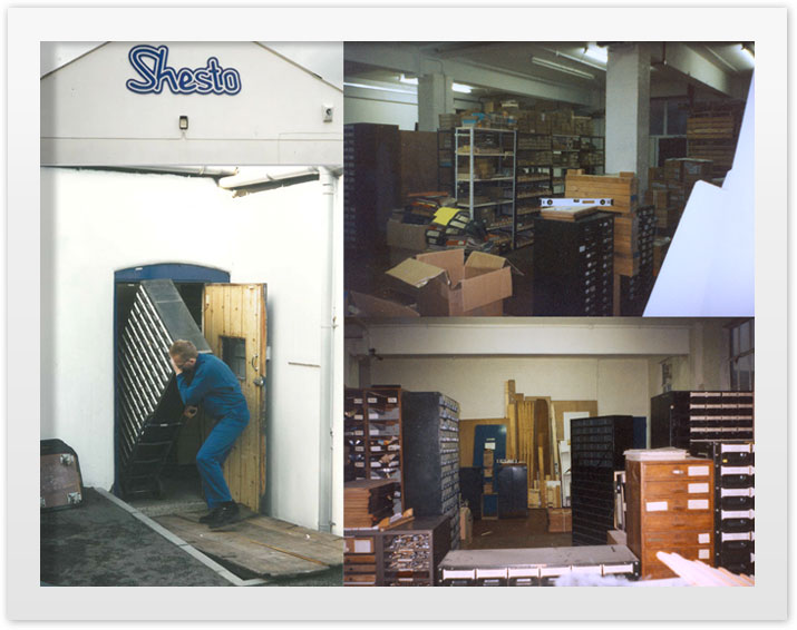 Shestopal’s parts cabinets arrive at Romford ready for cataloguing and sorting